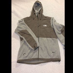 Grey and tan Northface jacket